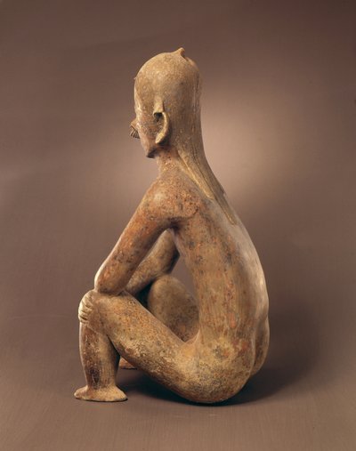 Vista posteriore di figura seduta, Cultura Chinesco da Pre Columbian Pre Columbian